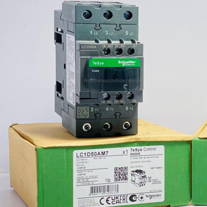 Schneider LC1D50A Slim Body Magnetic Contactor 50A 220VAC pole - Image 2