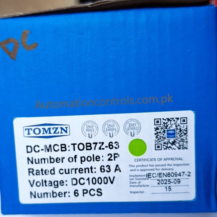 Tomzn TOB7Z-63 2pole DC 1000V MCB Miniature Circuit Breaker - Image 3