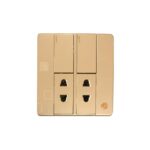 2Switch+2Socket China Fitting Sheet Board UK Metal series (Golden)