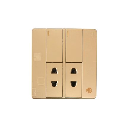 2Switch+2Socket China Fitting Sheet Board UK Metal series (Golden)