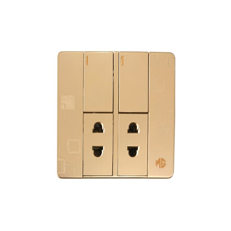 2Switch+2Socket China Fitting Sheet Board UK Metal series (Golden)