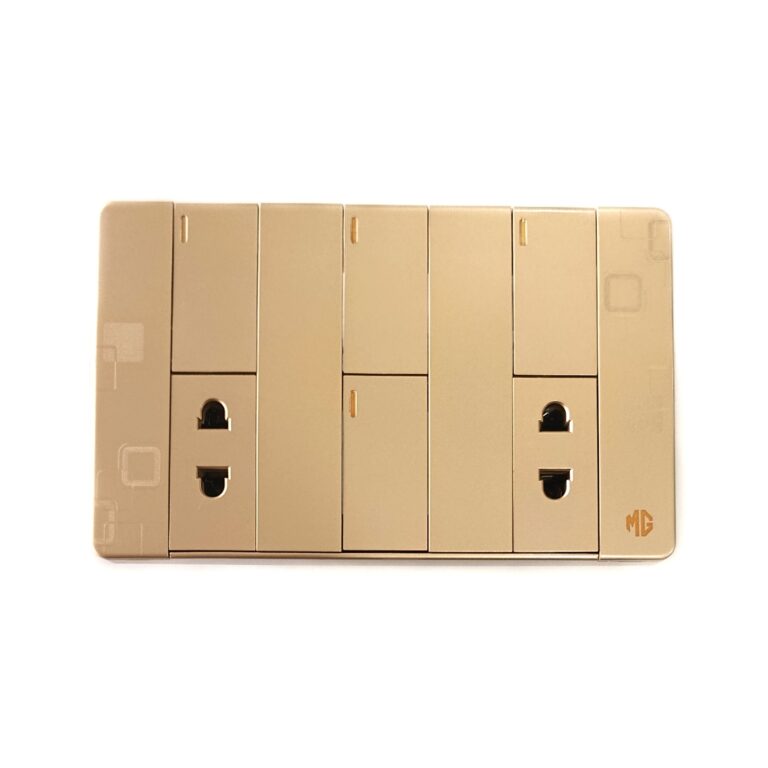 4Switch+2Socket China Fitting Sheet Board UK Metal series (Golden)