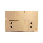 6Switch+2Socket China Fitting Sheet Board UK Metal series (Golden)
