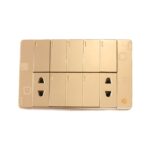 8Switch+2Socket China Fitting Sheet Board UK Metal series (Golden)