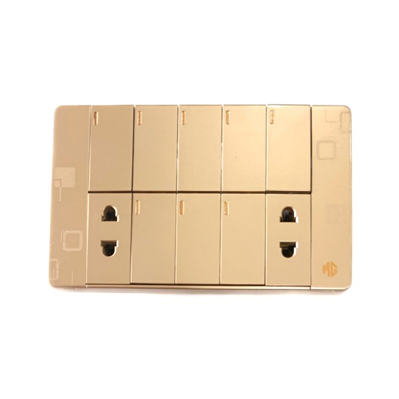 8Switch+2Socket China Fitting Sheet Board UK Metal series (Golden)