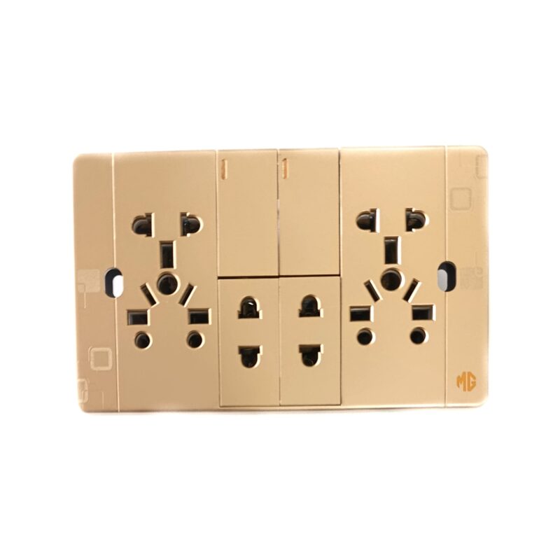 Light Plug Double China Fitting Sheet Board UK Metal series (Golden)